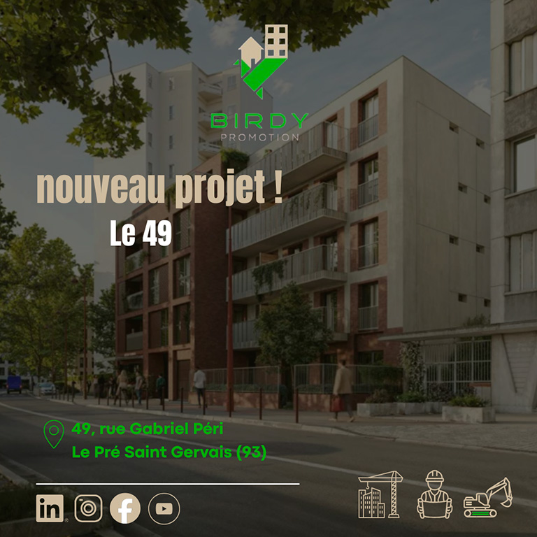 Présentation du 49, nouveau programme immobilier au Pré Saint Gervais, porté par Birdy Promotion et Yama. Appartement neuf seine saint denis